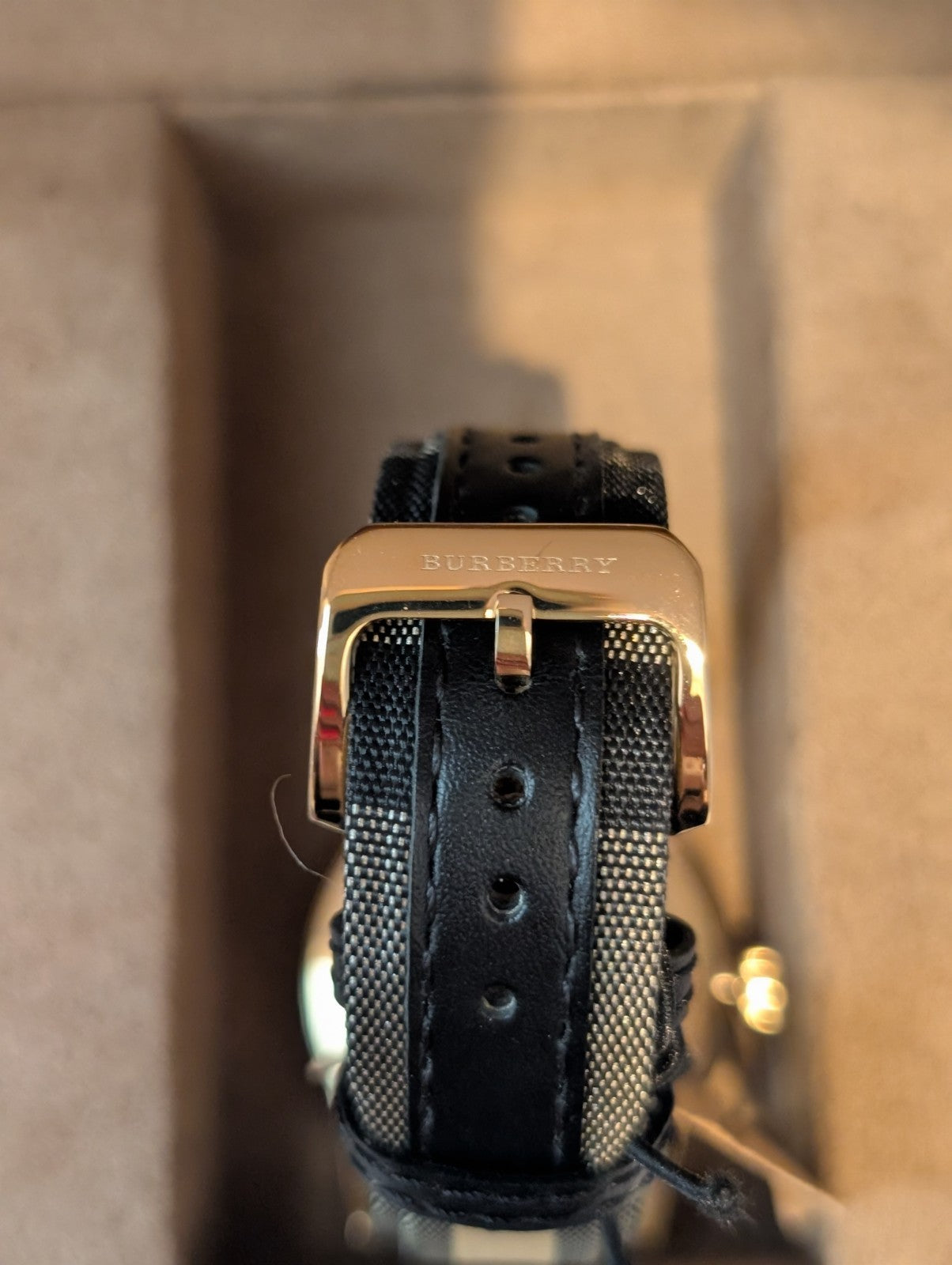 New BURBERRY BU10001 Classic Horseferry Check Luxury Gold Dial Mens Watch 40mm