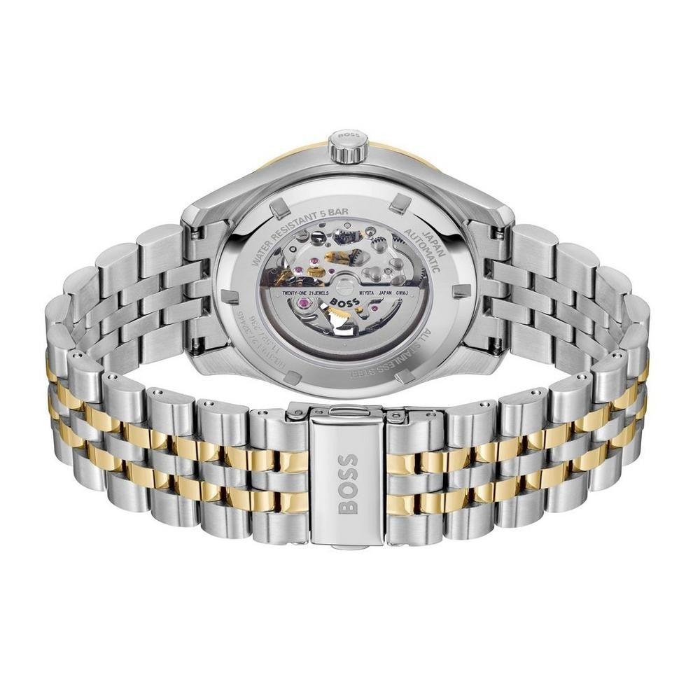 New BOSS Principle  41mm Silver &  Gold Tone Skeleton Automatic Watch 1514237