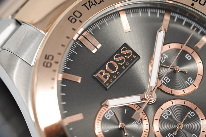 NEW BOSS MENS WATCH 1513339 STAINLESS CHRONO STEEL TWO TONE BRACELET WARRANTY