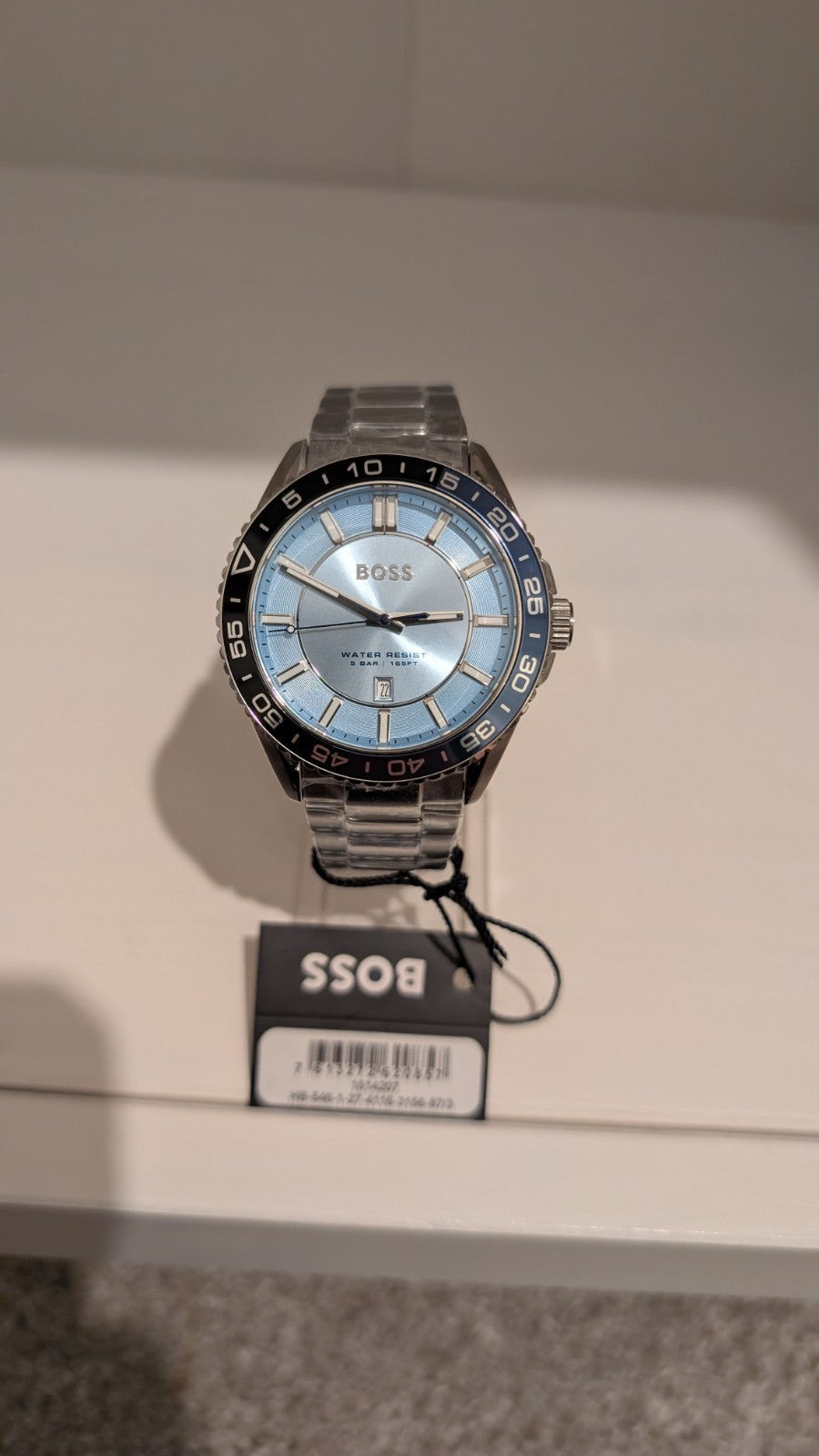 BOSS Men's watch RUNNER 3H Collection light blue dial black blue bezel 1514207