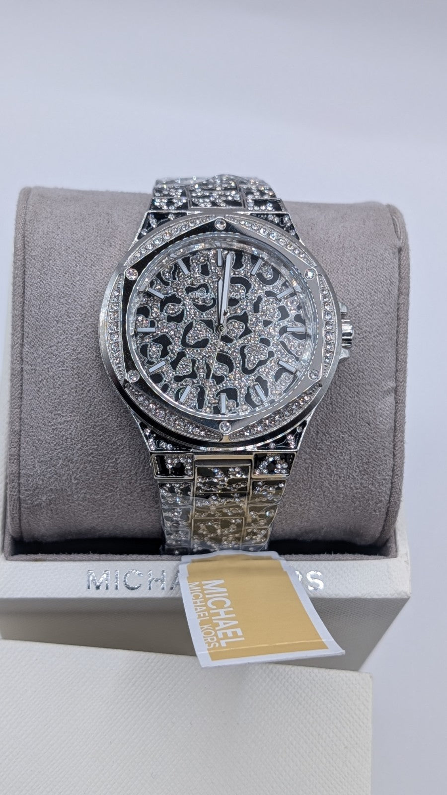 Brand New michael kors mk7408 lennox animal silver crystal pave ladies watch. 