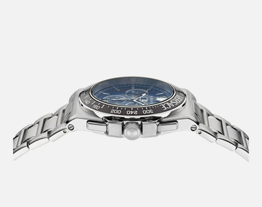 Versace Silver Mens Chronograph Watch Greca Extreme Chrono VE7H00423 Brand New 