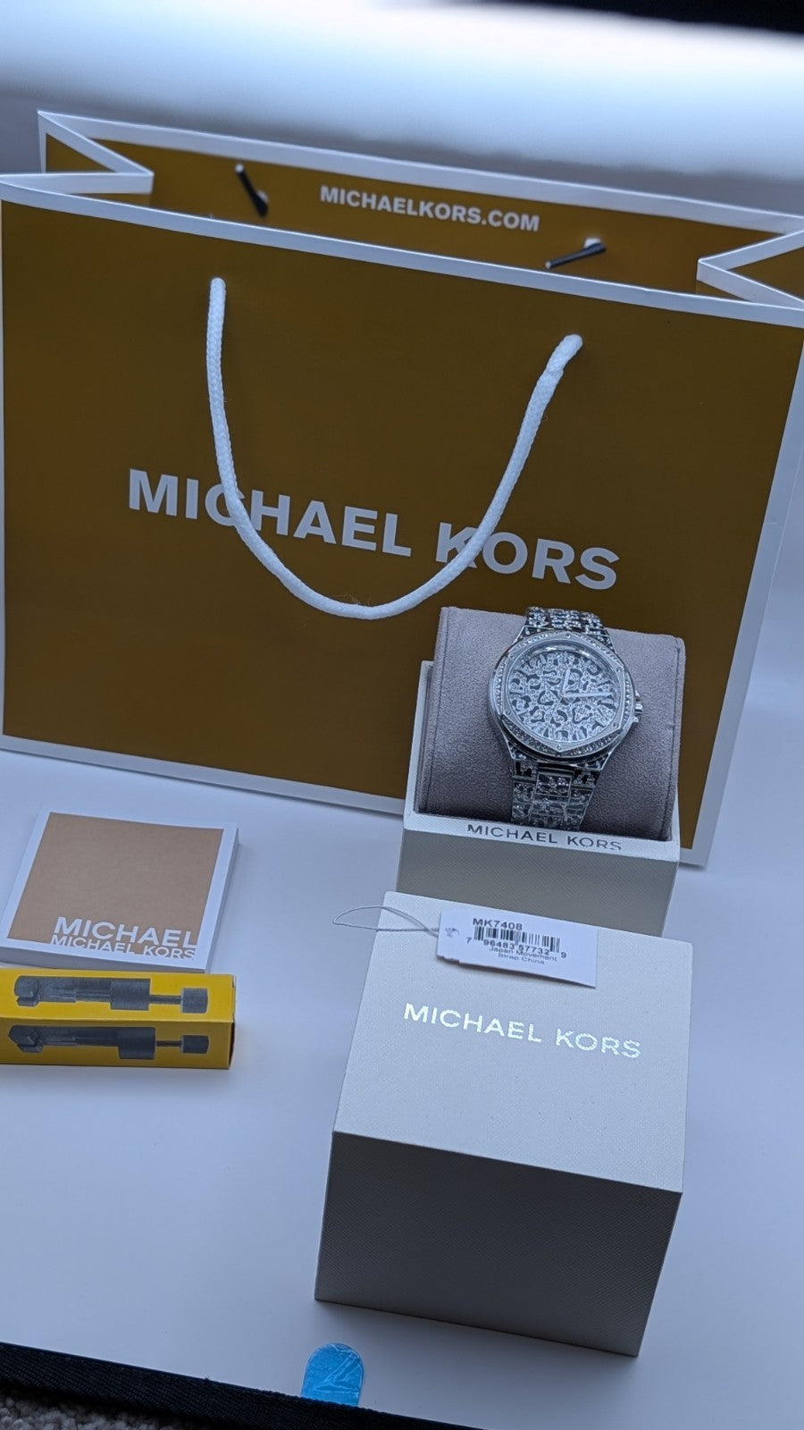 Brand New michael kors mk7408 lennox animal silver crystal pave ladies watch. 