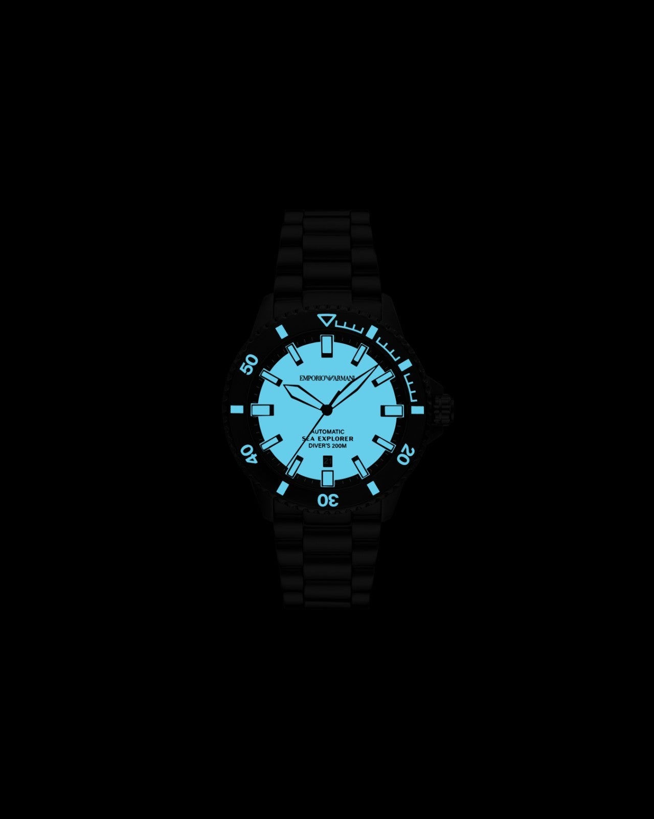 Emporio Armani Sea Explorer Automatic Blue Dial Black Strap Watch. Men's Ar60084