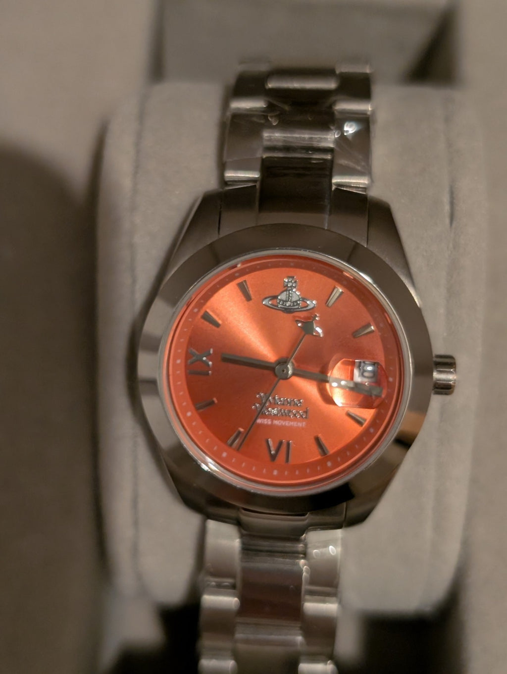 Vivienne Westwood VV292ORSL Fenchurch 29mm Ladies Watch Silver With Orange Dial
