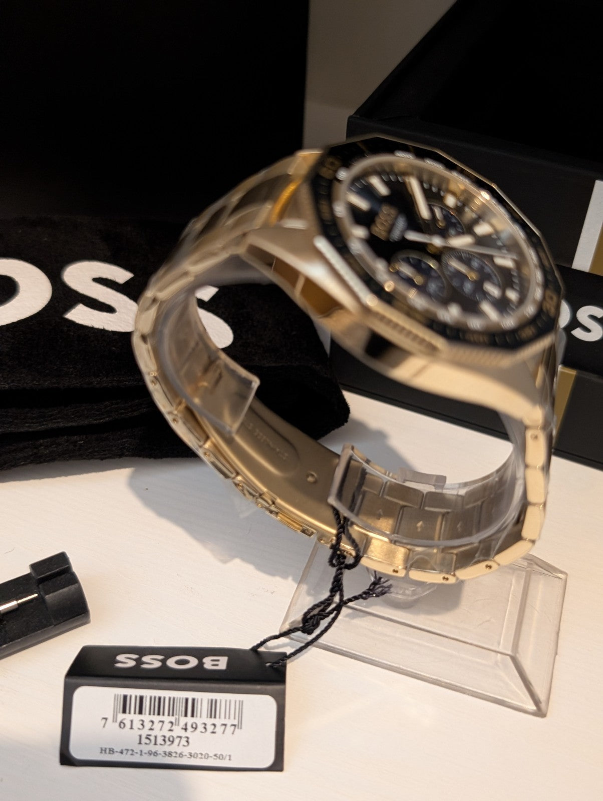HUGO BOSS 1513973 Energy Chrono Gold Stainless Steel Blue Dial Mens Watch 44mm