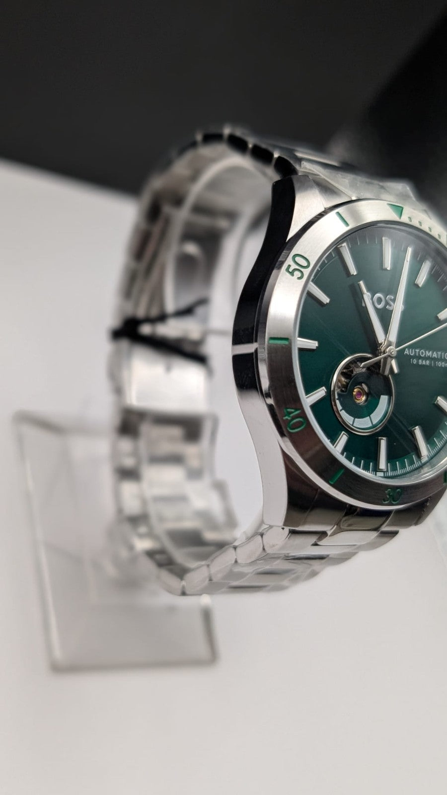 BOSS Troper 1514200 42mm Mens Watch Automatic S/Steel Silver With Green Dial 