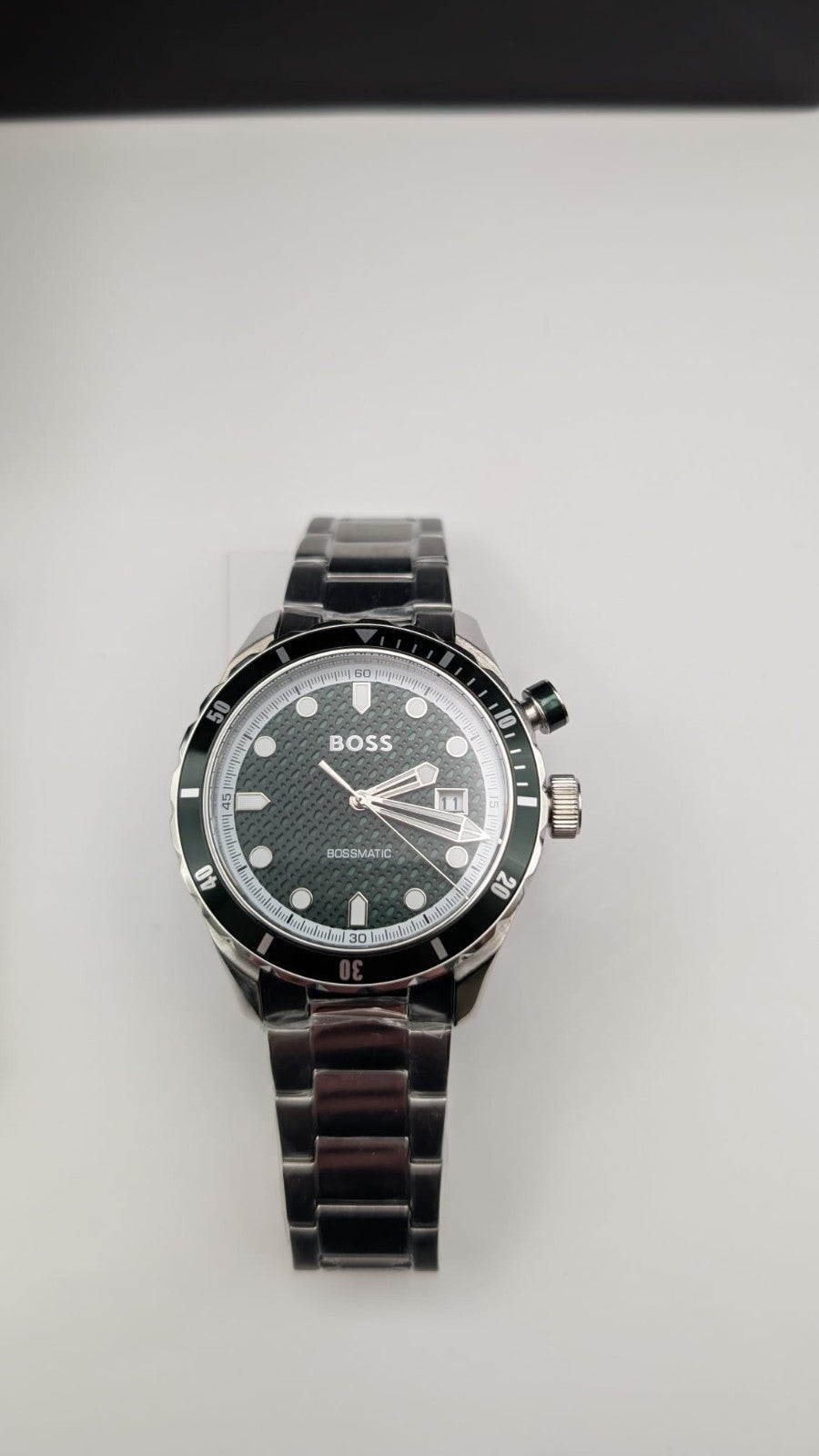 Hugo Boss 1514178 Bossmatic Mens Watch Automatic Silver With Green Dial New