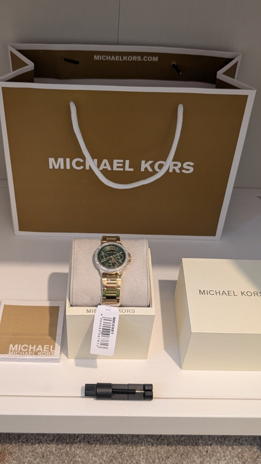 Michael Kors MK6981 Watch Everest Camille Women Bracelet  Silver Gold Green NEW