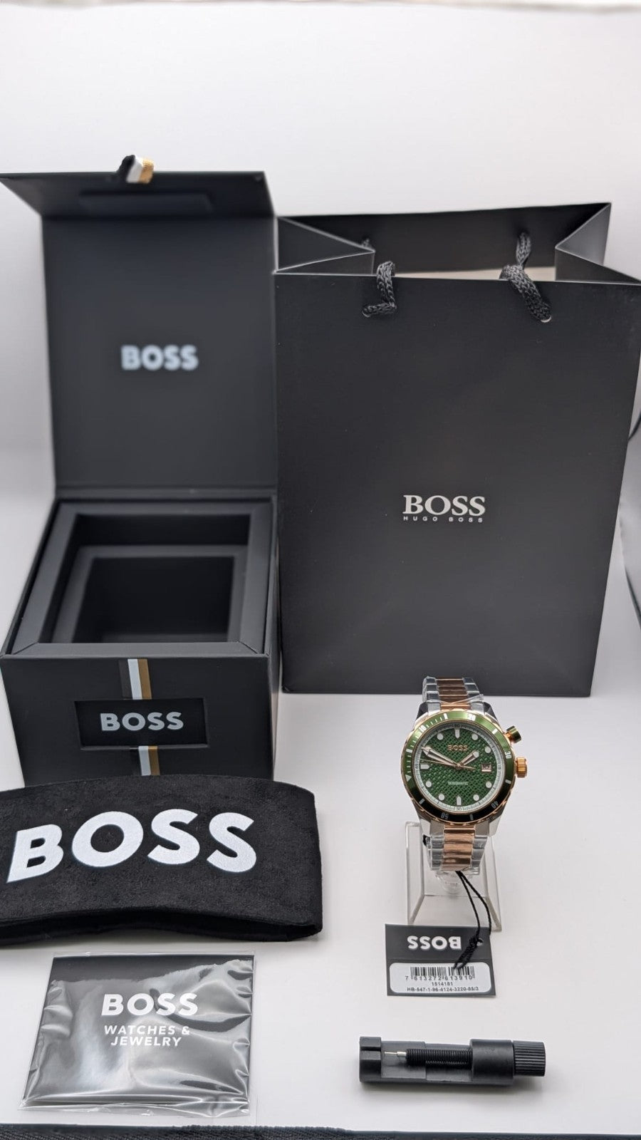 Hugo Boss Bossmatic 1514181 Mens Watch Automatic 42mm Two Tone  With Green Dial