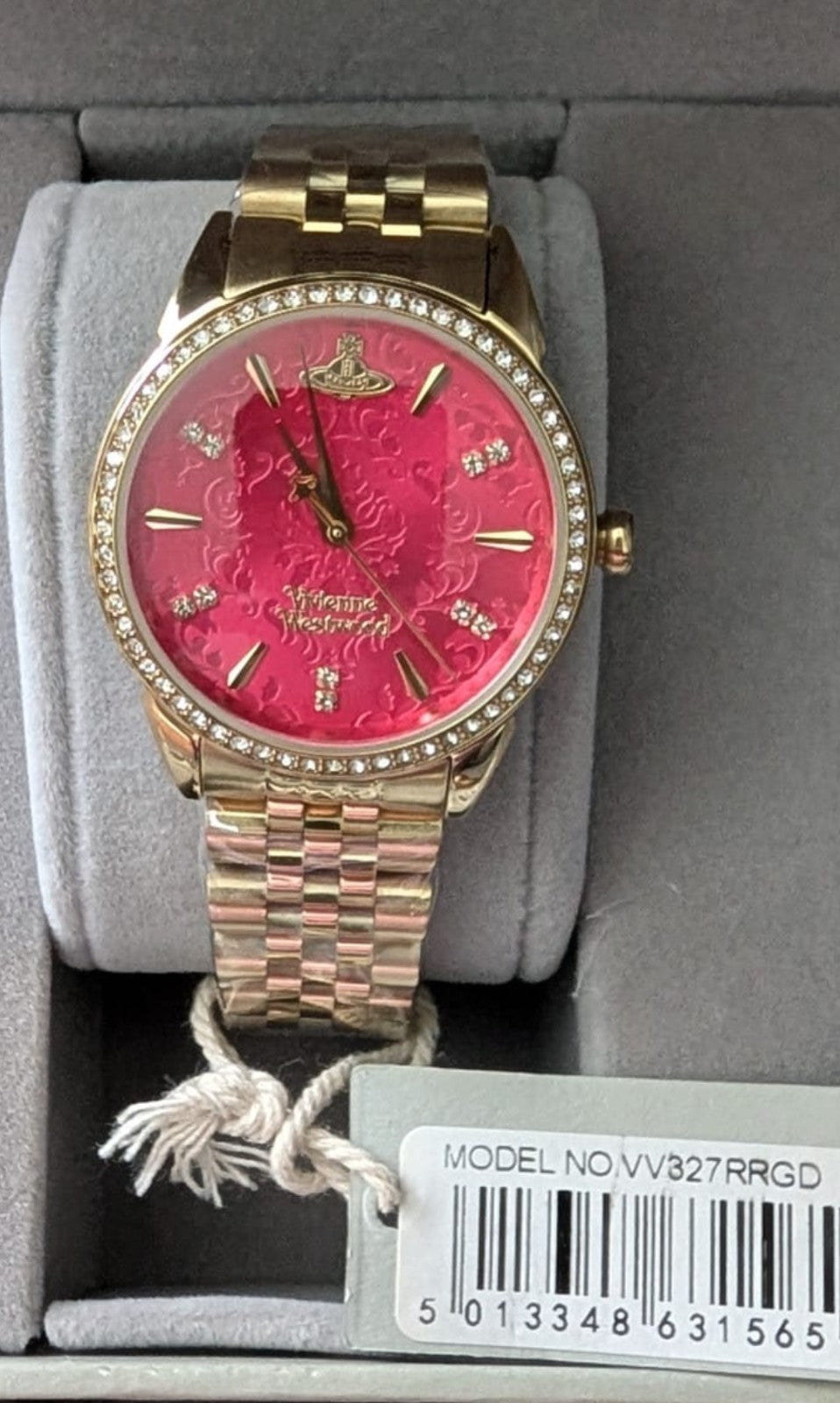 Vivienne Westwood VV327RRGD Little Wallace Watch, 32mm Gold With Pink Dial. New