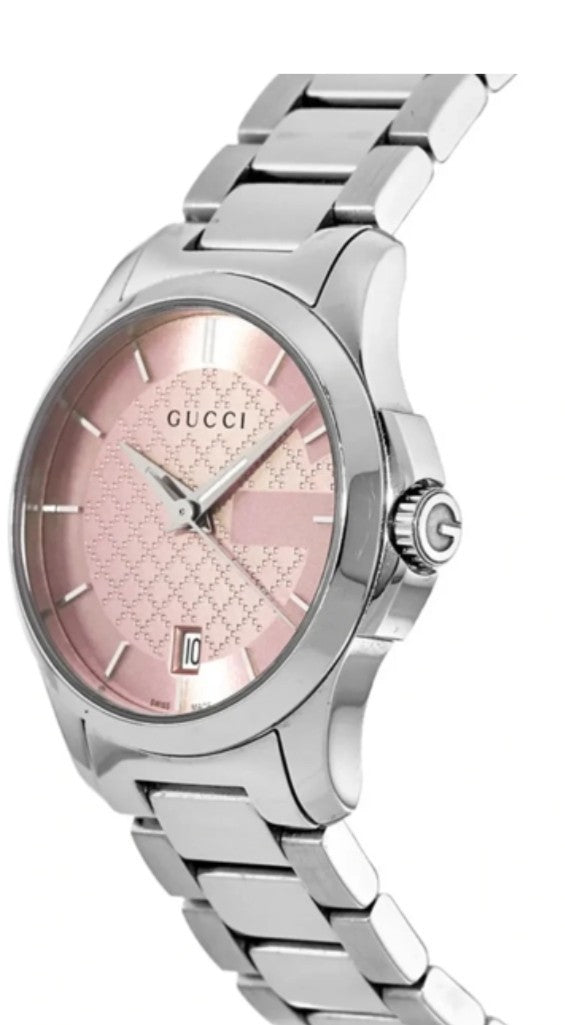 Gucci YA126524 G-Timeless 27mm Pink Dial Stainless Steel Ladies Watch