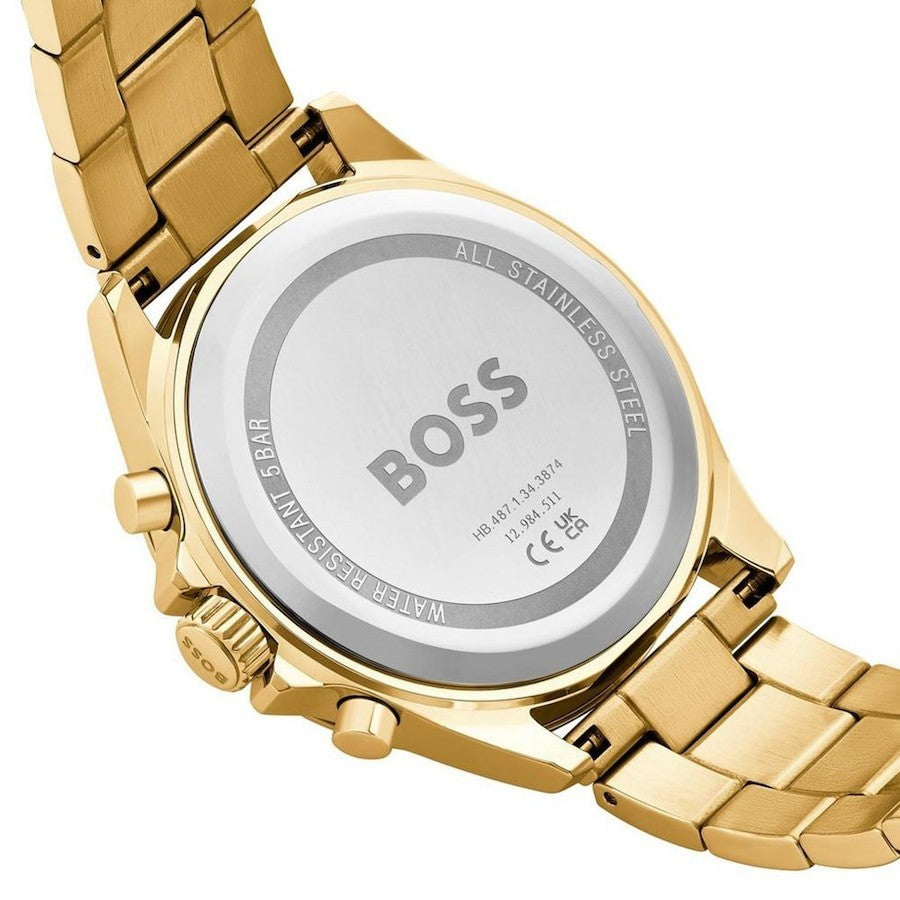 BOSS Trope yellow gold-tone chronograph Watch men's dial 1514059 44mm 
