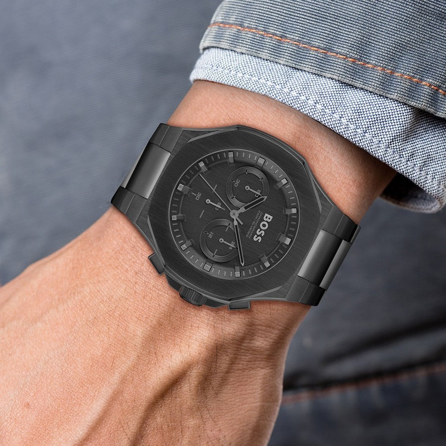 Boss 1514088 Taper Black 45mm Mens Watch Chronograph Brand New&Sealed