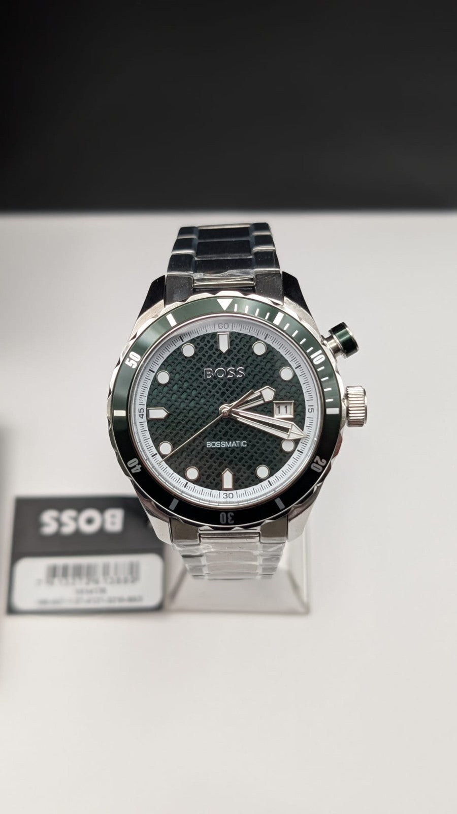 Hugo Boss 1514178 Bossmatic Mens Watch Automatic Silver With Green Dial New