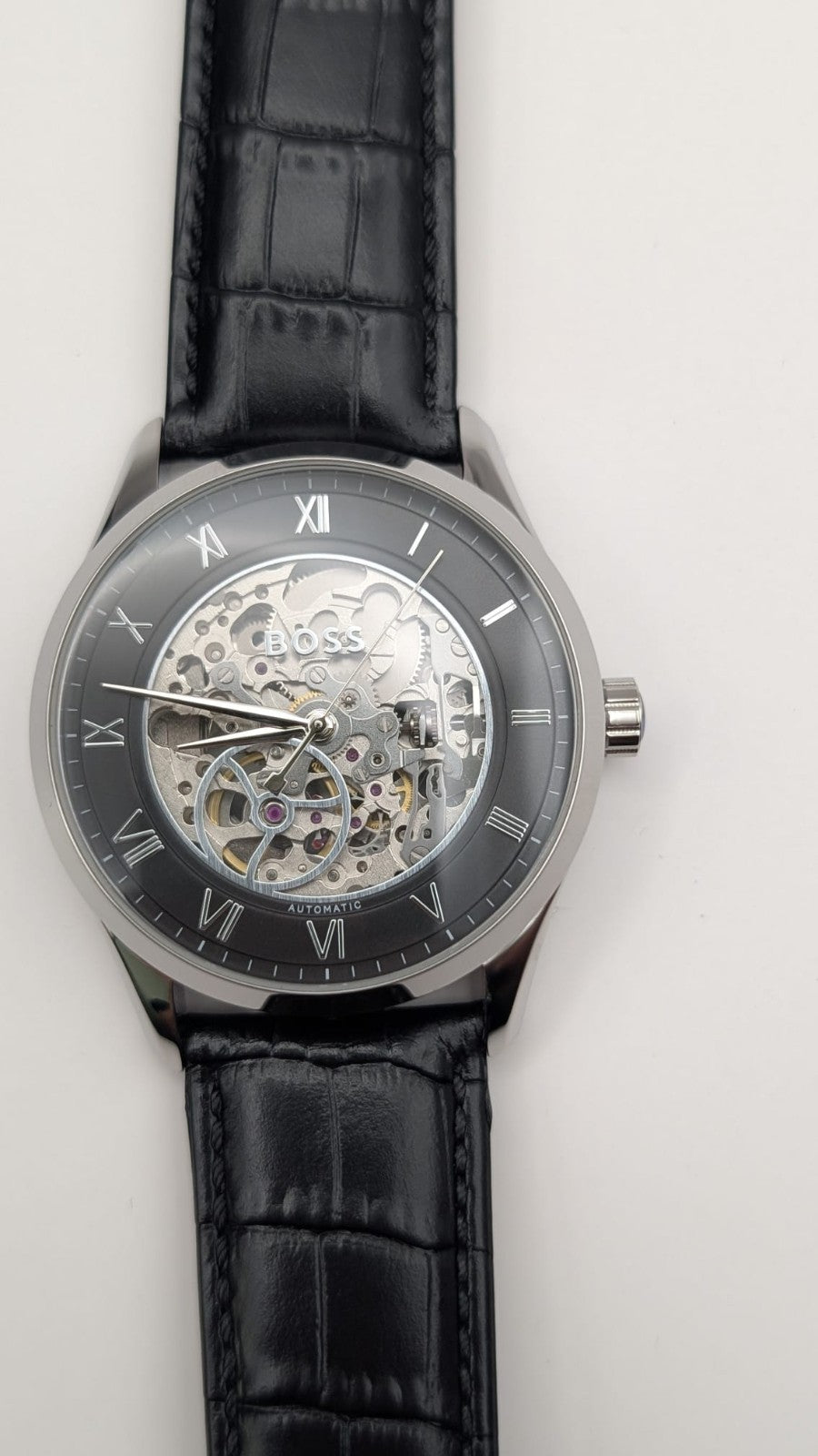 Hugo Boss Principle Skeleton 1514234 Men's Watch Automatic Leather Strap 41mm 