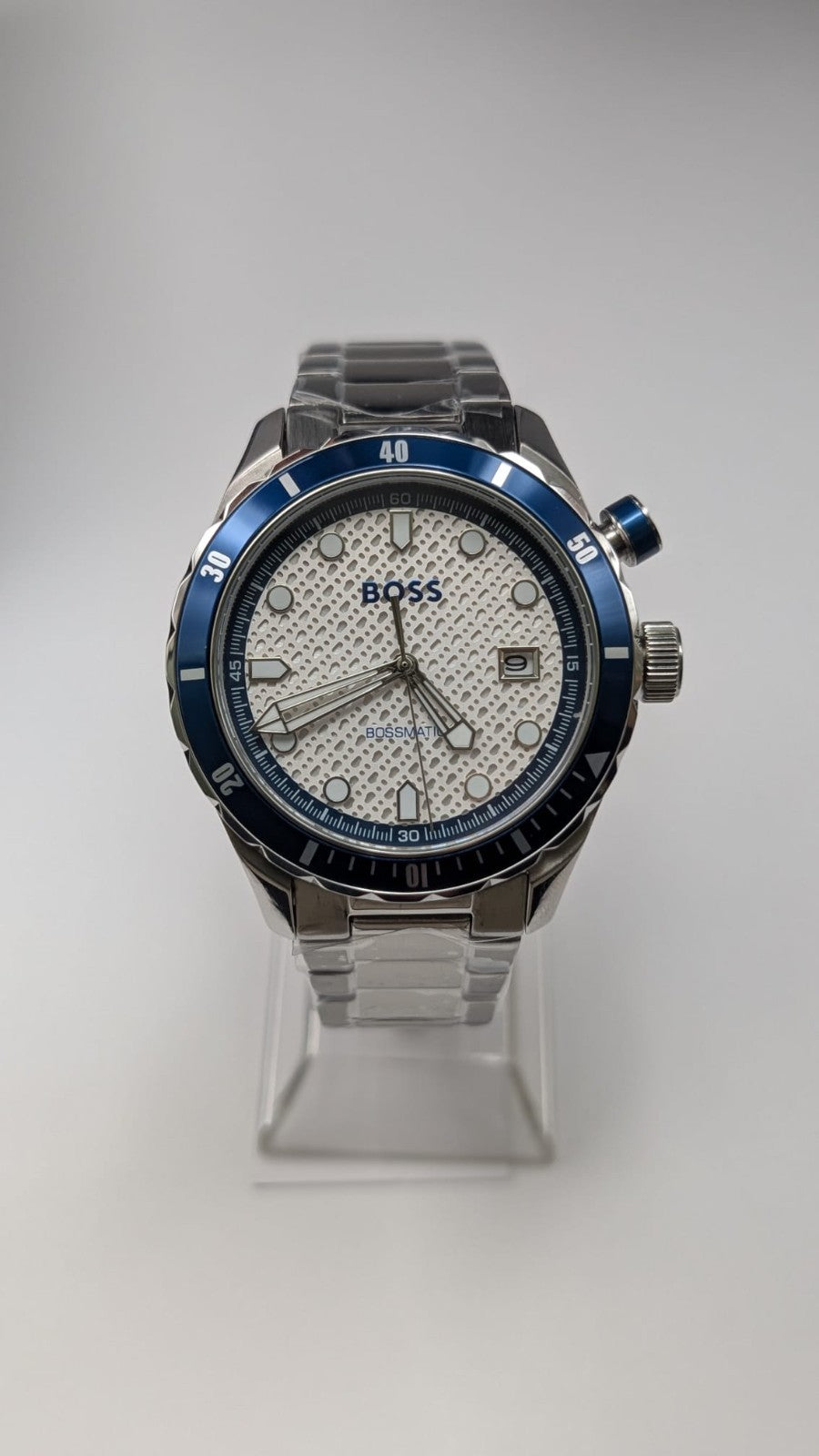 Hugo Boss 1514212 Bossmatic Men's Watch 42mm Automatic Silver With White Dial 