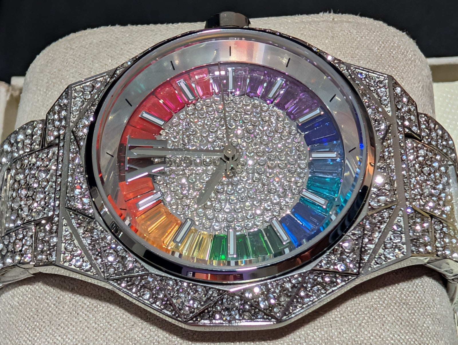 Michael Kors Limited-Edition Oversized Raquel Rainbow Pavé Watch Mk7365LE NEW 