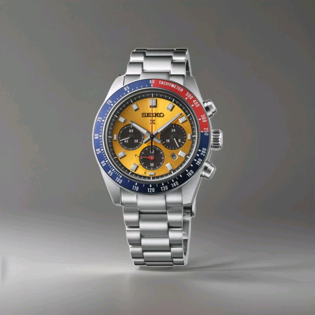 SEIKO Prospex Speedtimer Pogue Solar Chronograph Yellow SSC947P1 Brand New Boxed