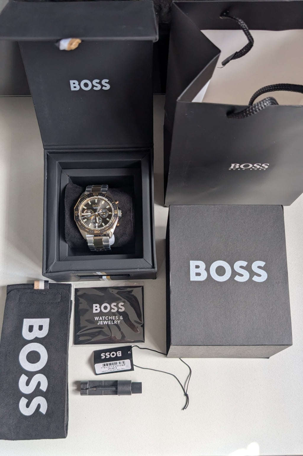 HUGO BOSS HB 1513974 ENERGY GOLD & SILVER MENS WATCH 44mm- BRAND NEW IN BOX