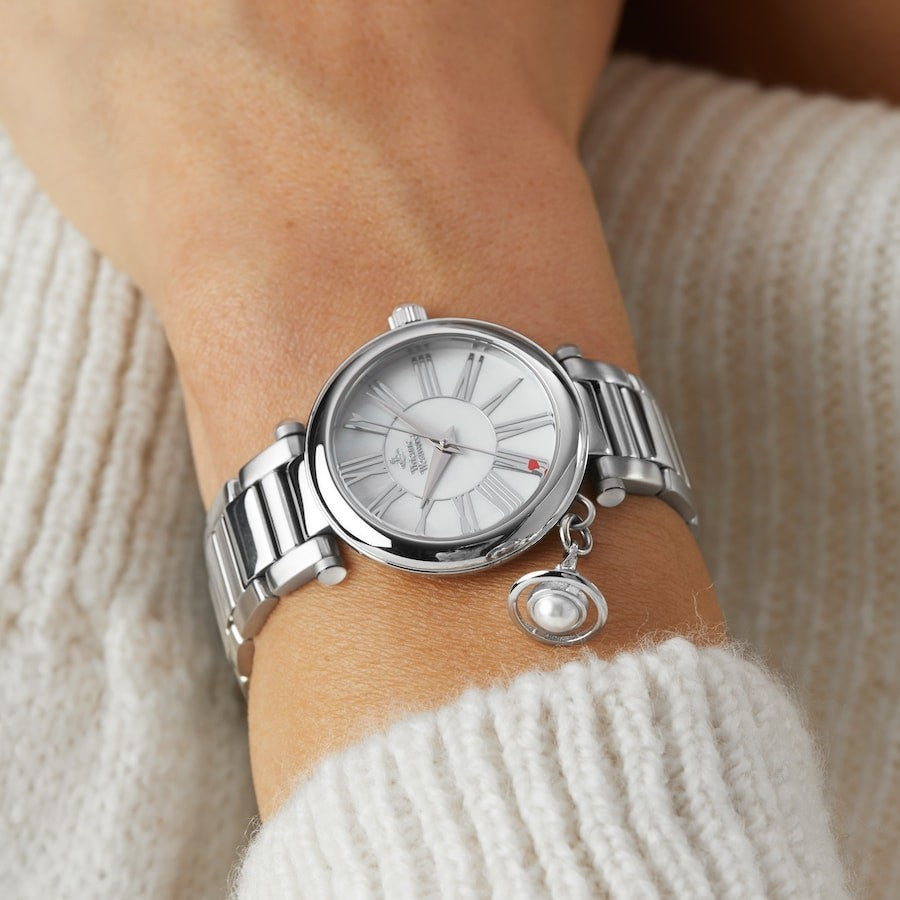 VV006PSLSL Vivienne Westwood Watch Mother Orb White Pearl Dial. SILVER. new