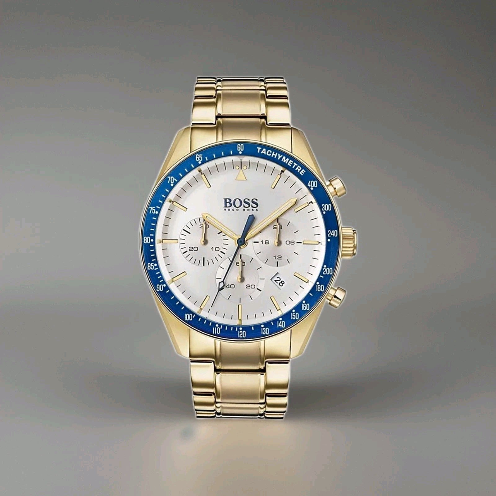 NEW HUGO BOSS TROPHY HB1513631 GOLD/BLUE/SILVER CHRONOGRAPH QUARTZ MENS WATCH