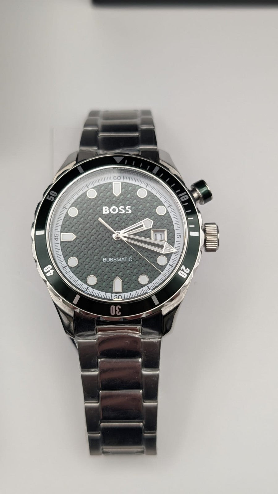 Hugo Boss 1514178 Bossmatic Mens Watch Automatic Silver With Green Dial New