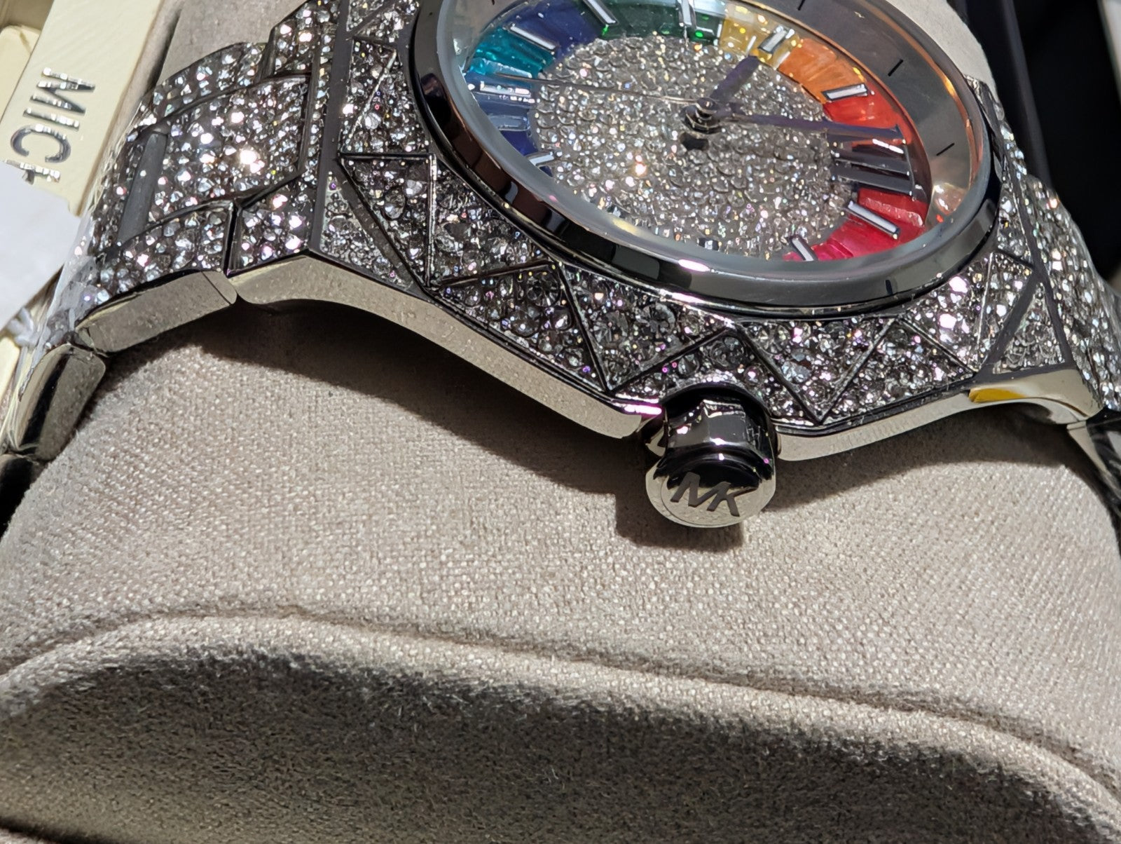 Michael Kors Limited-Edition Oversized Raquel Rainbow Pavé Watch Mk7365LE NEW 