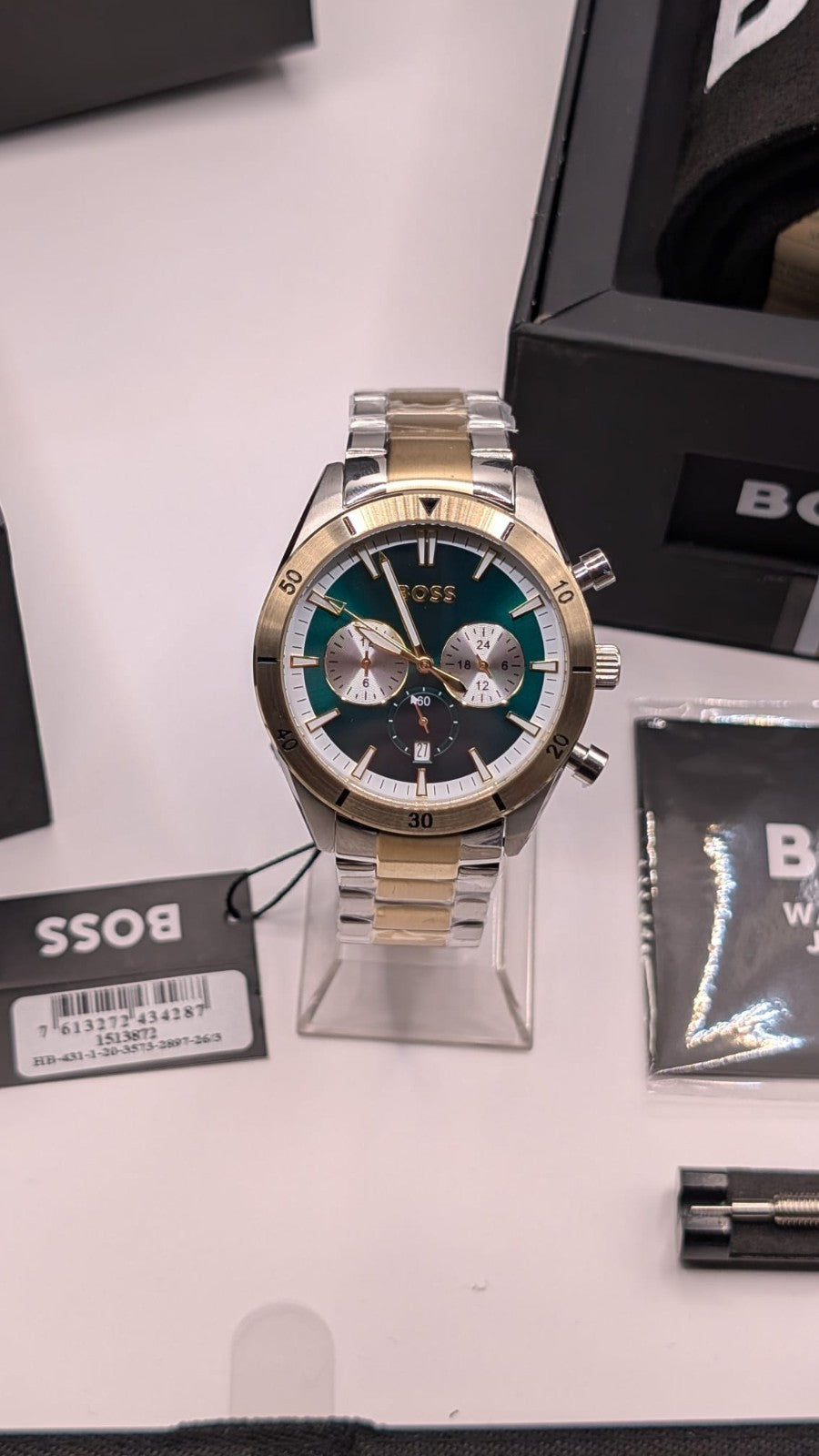 HUGO BOSS Santiago 1513872 44mm Silver Stainless Steel Case with Two-Tone Strap 
