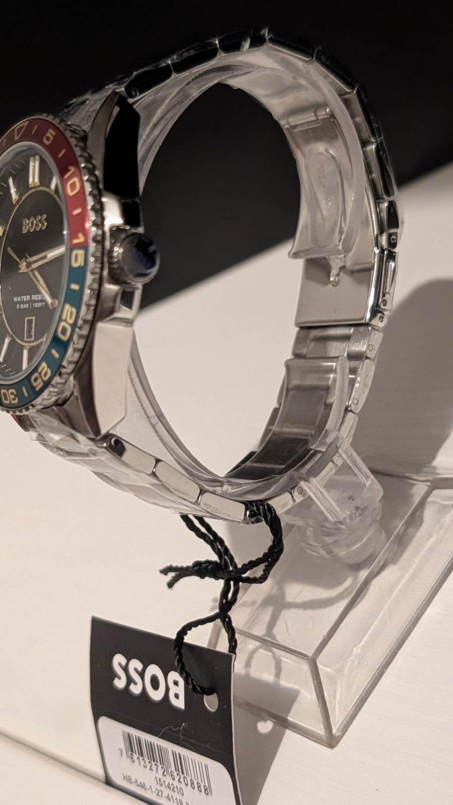 BOSS Men's watch RUNNER 3H Collection black dial green red bezel 1514210