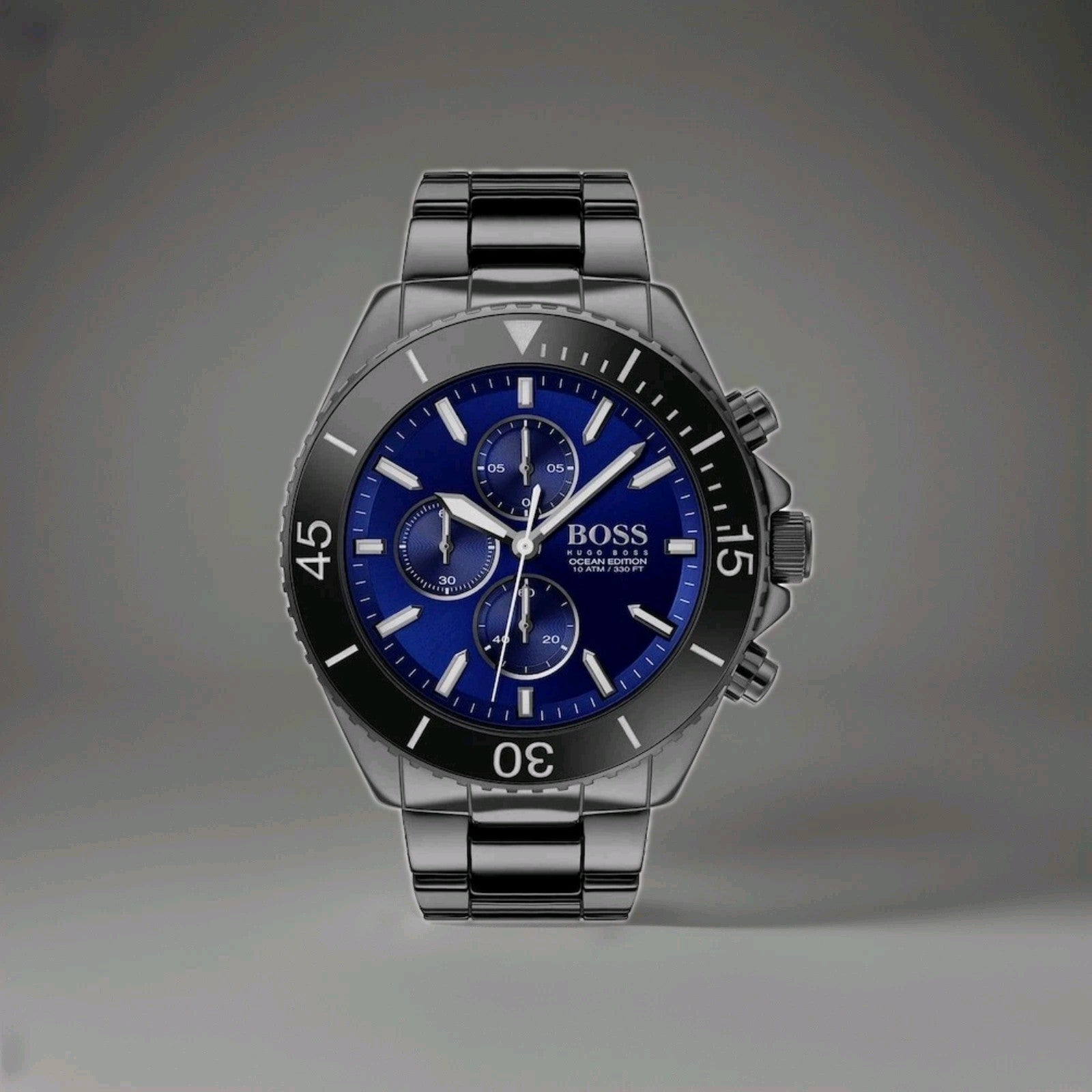 New Genuine HUGO BOSS HB1513743 Ocean Edition Black Strap Blue Dial Mens Watch