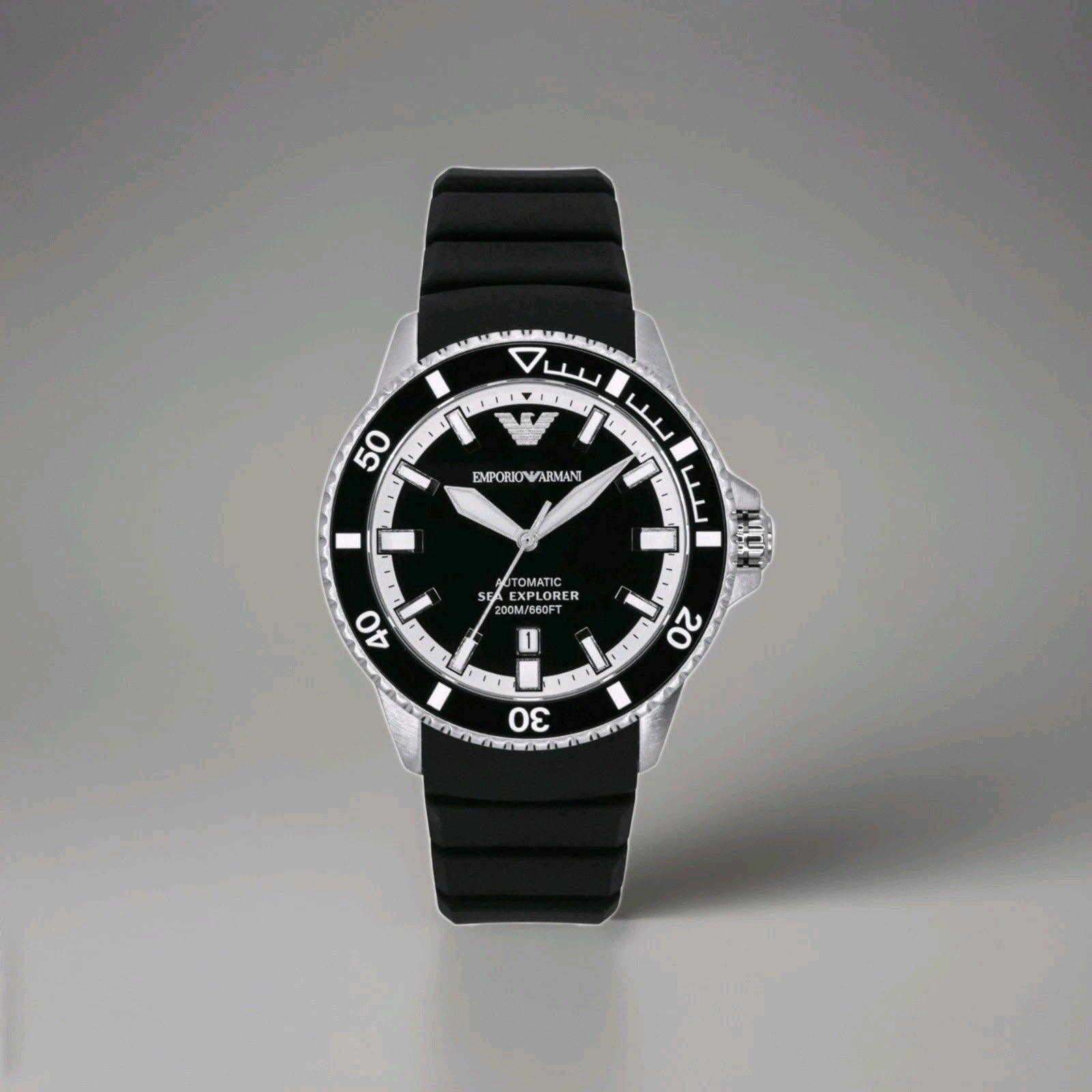 Emporio Armani Sea Explorer Black Dial Automatic Divers 200M Men's Watch AR60078