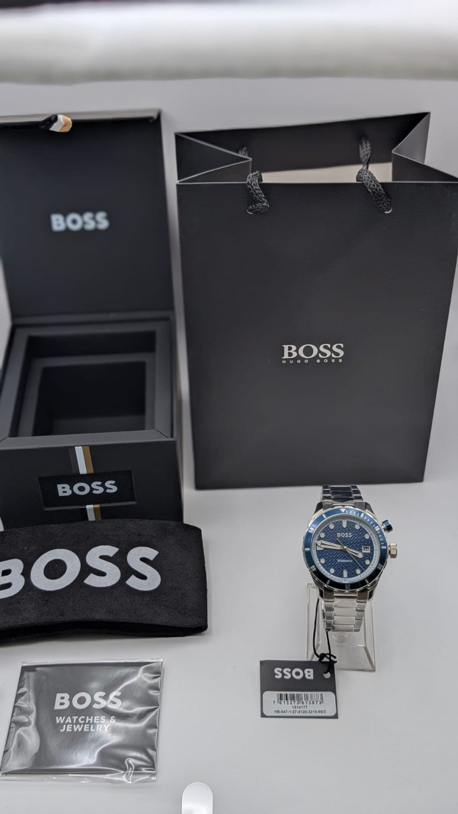 Hugo BOSS 1514177 Bossmatic 42mm Mens Watch Automatic Silver With Blue Dial New.