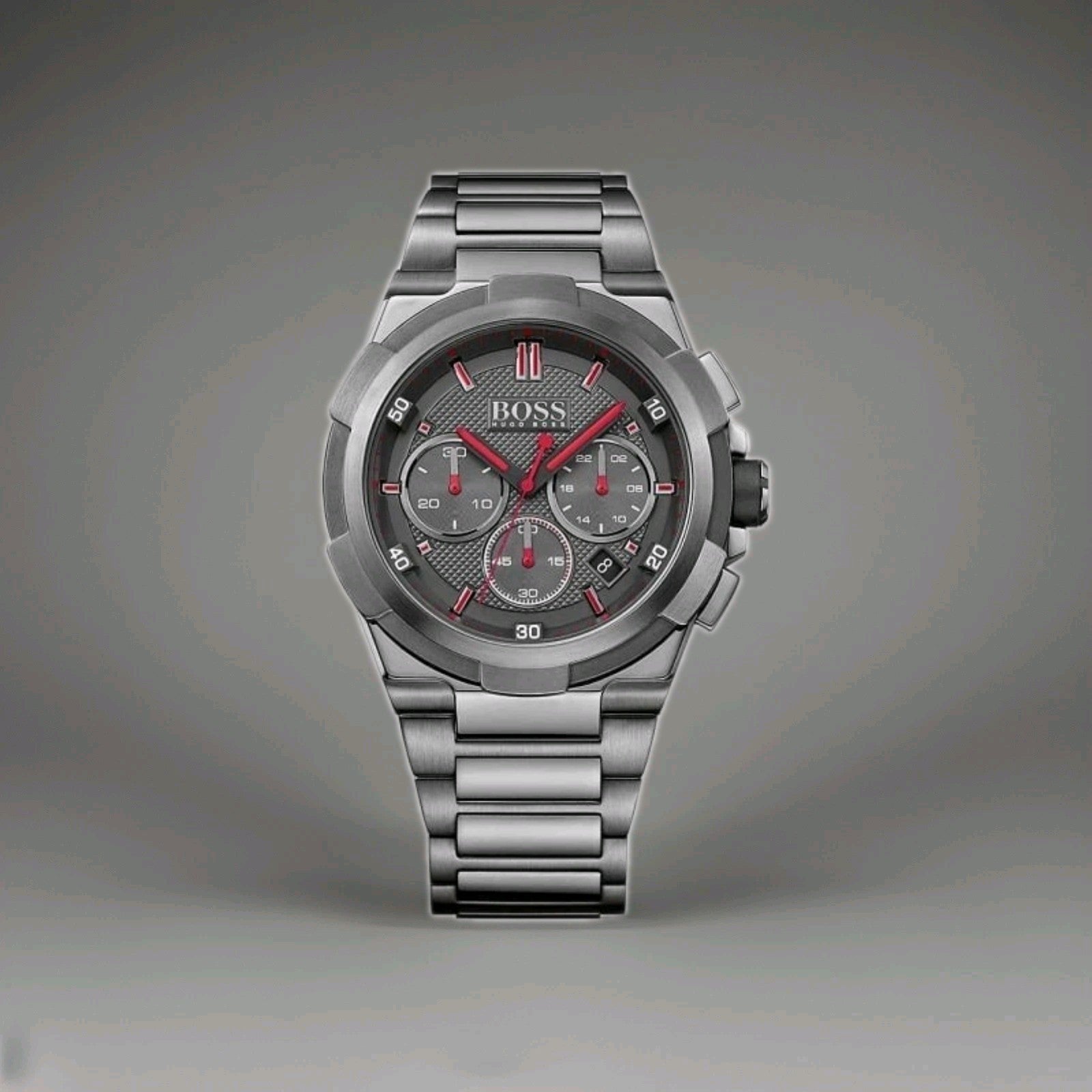 Hugo Boss HB1513361 Men's Supernova Gun Metal Grey Chronograph Watch + Gift Bag
