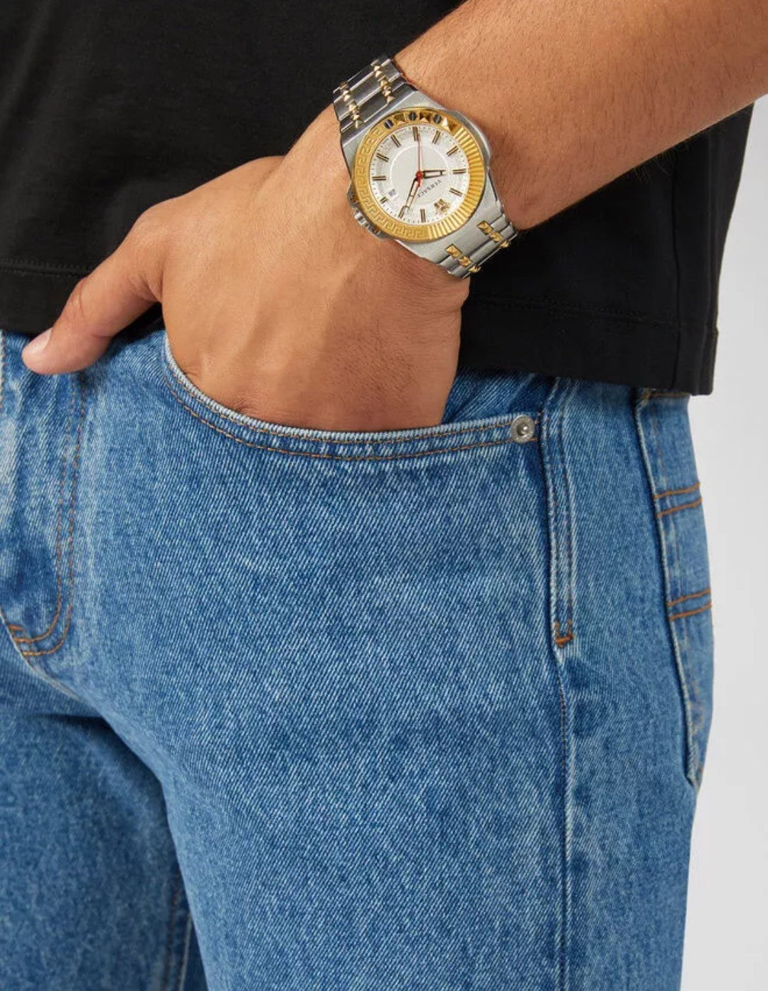 Versace VEDY00519 Chain Reaction white gold silver Stainl. Steel Men's Watch NEW