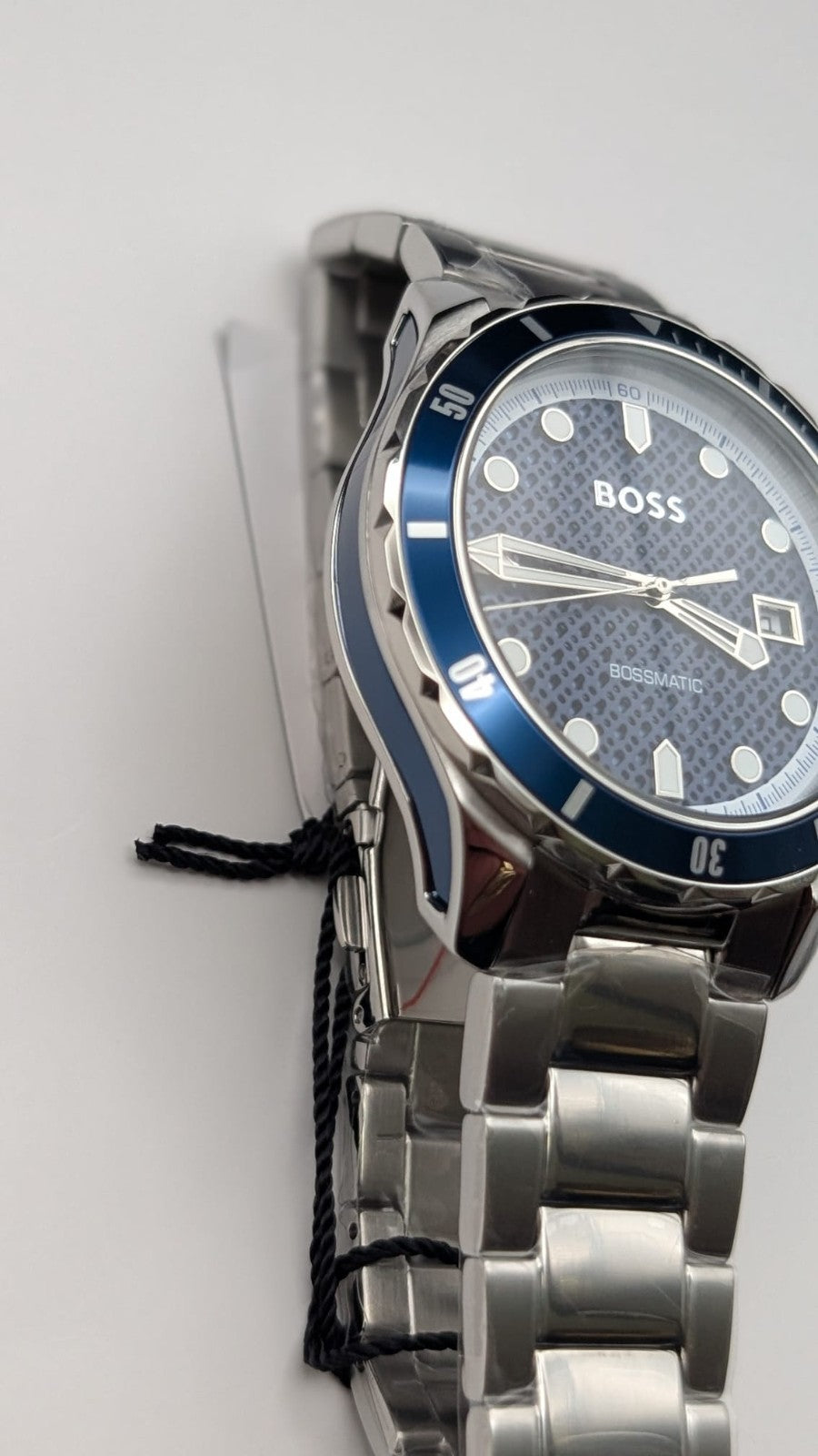 Hugo BOSS 1514177 Bossmatic 42mm Mens Watch Automatic Silver With Blue Dial New.