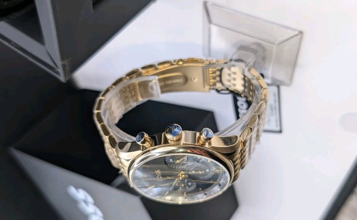 HUGO BOSS MENS GREGOR CHRONO WATCH HB1514051 GOLD 45mm WARRANTY 