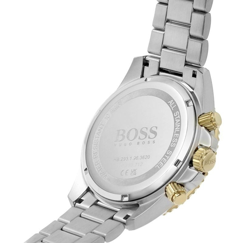 Hugo Boss HB1513908 Admiral Mens' Black & Gold Stainless Chrono Watch + Gift Bag