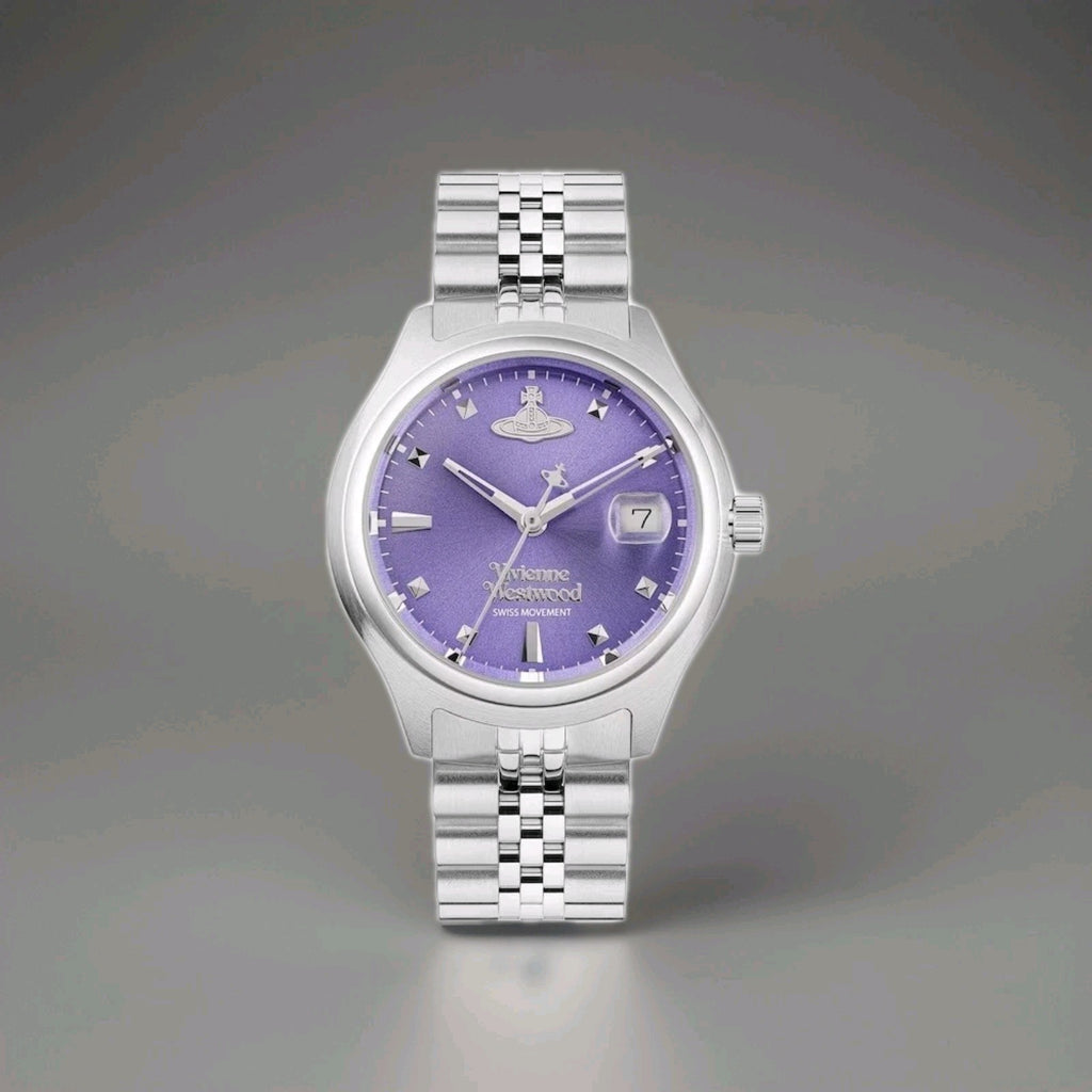 Brand New Ladies Vivienne Westwood Watch Silver With Purple Dial VV311PPSL