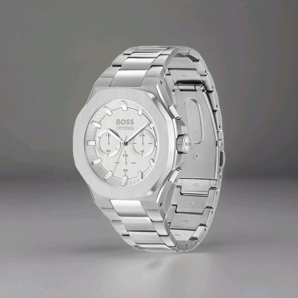 RRP £399 - HUGO BOSS Taper Silver Chronograph Dial HB1514087
