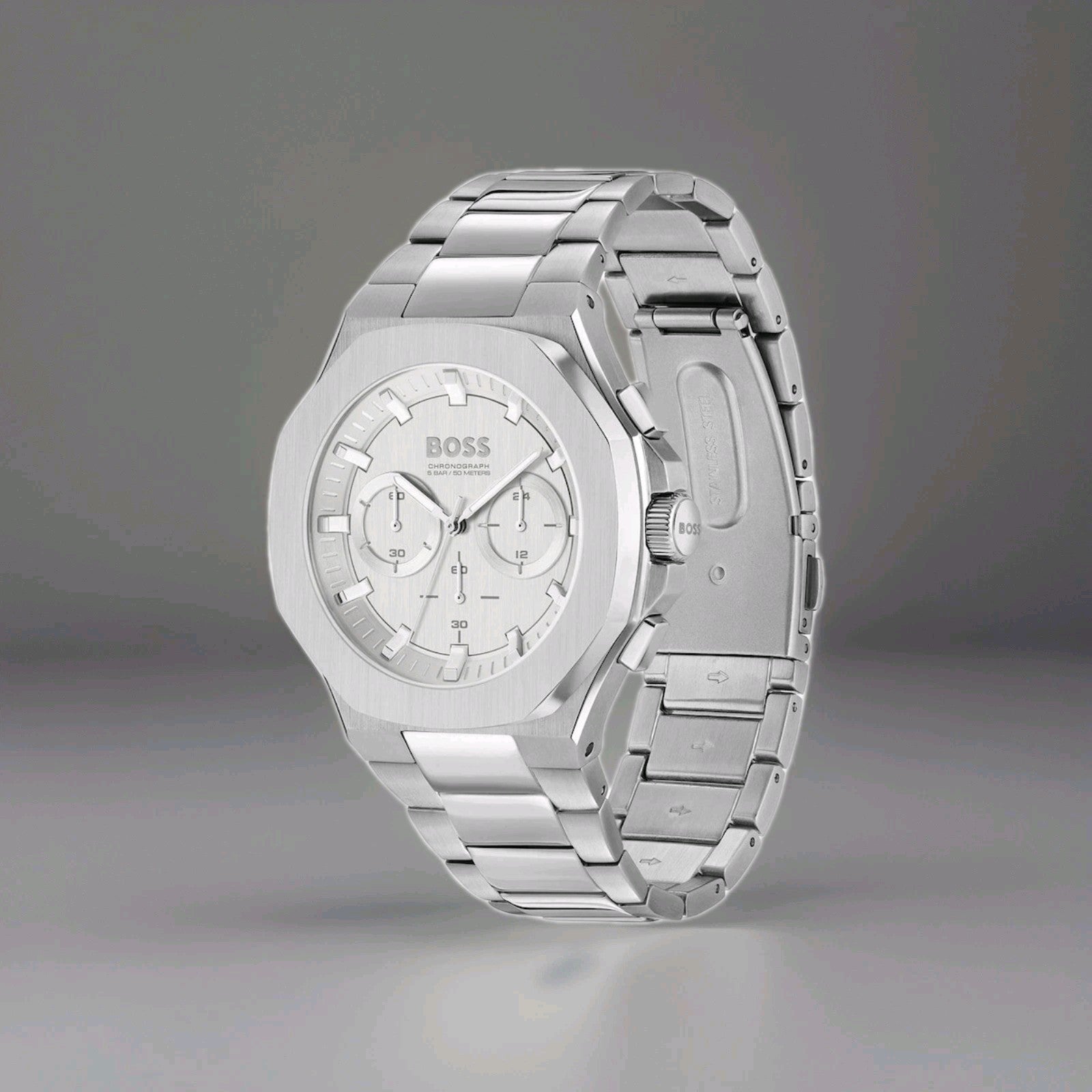 RRP £399 - HUGO BOSS Taper Silver Chronograph Dial HB1514087