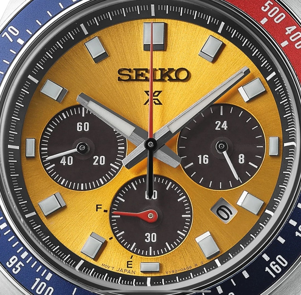SEIKO Prospex Speedtimer Pogue Solar Chronograph Yellow SSC947P1 Brand New Boxed
