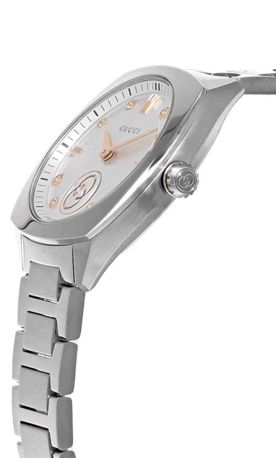 Brand New Gucci Interlocking YA142510 29 mm steel Diamonds Ladies silver Watch