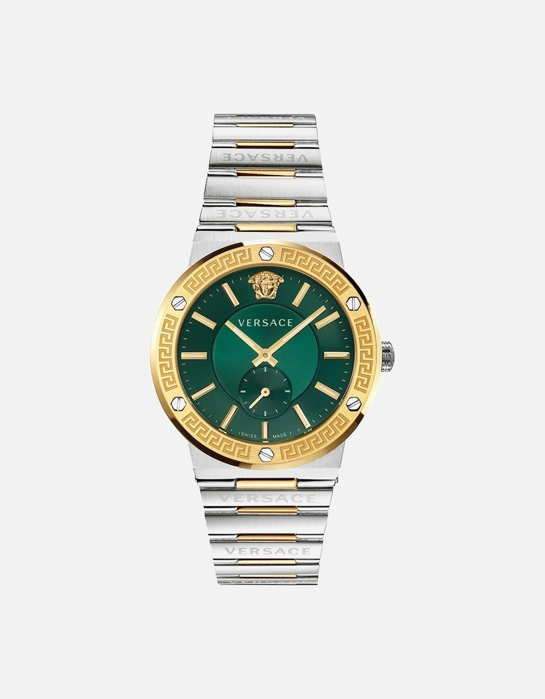 Versace VEVI00420 Greca Logo green gold silver Stainless Steel Men's Watch NEW