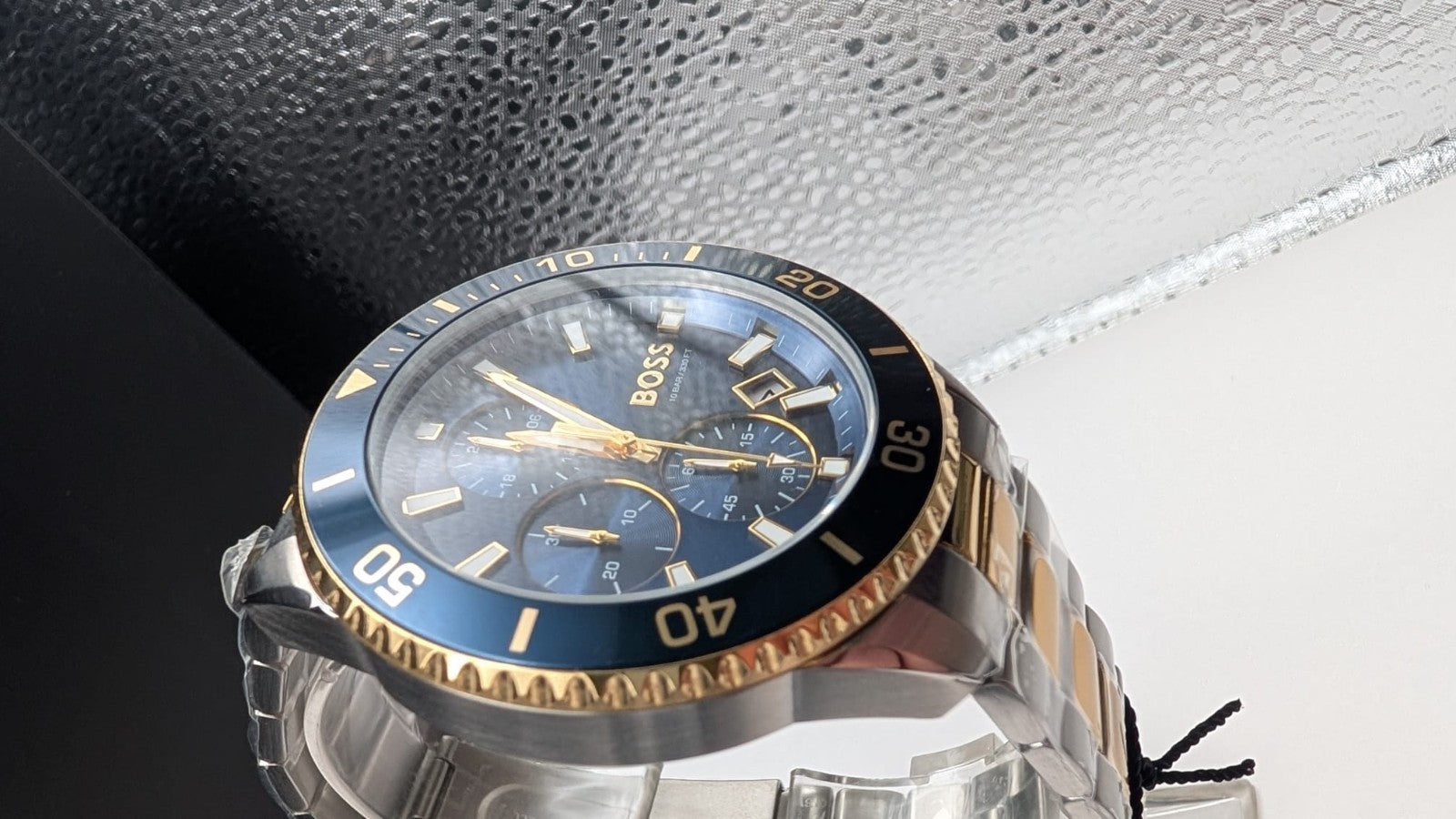 BOSS Admiral 1514257 46mm Two Tone Gold PVD With Silver Dial Chrono Men’s Watch 