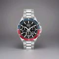 HUGO BOSS MENS TROPER CHRONO WATCH HB1514108 BLACK DIAL - RED/BLUE  BEZEL 
