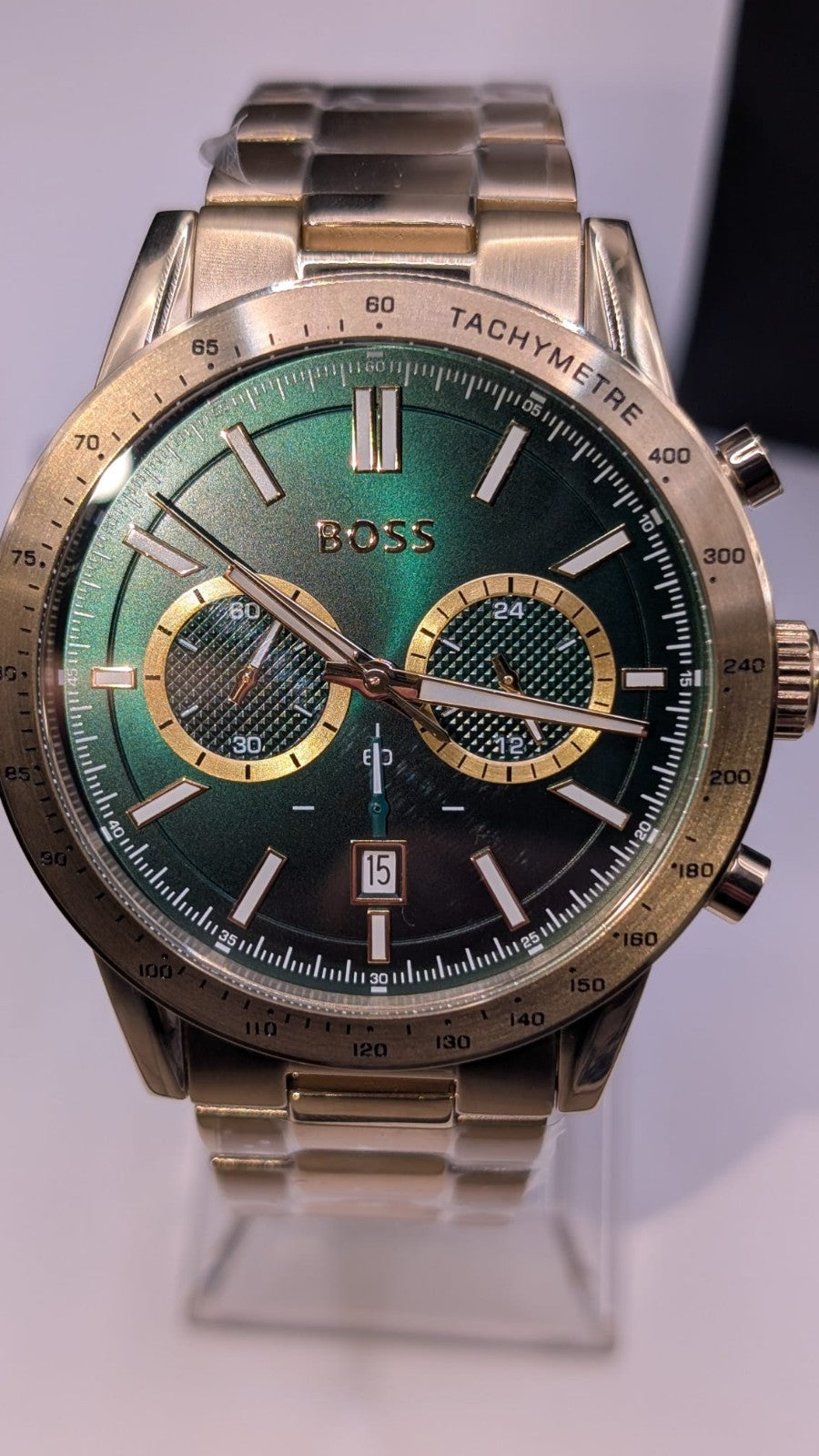 HUGO BOSS MENS ALLURE CHRONO WATCH HB1513923 GREEN DIAL - 44MM WARRANTY 
