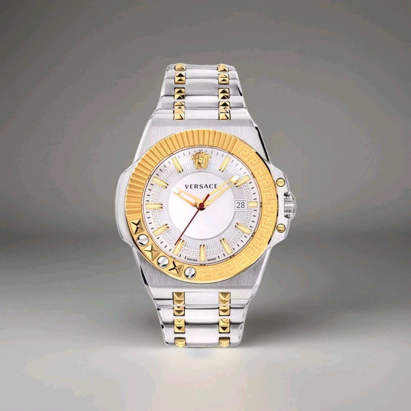 Versace VEDY00519 Chain Reaction white gold silver Stainl. Steel Men's Watch NEW