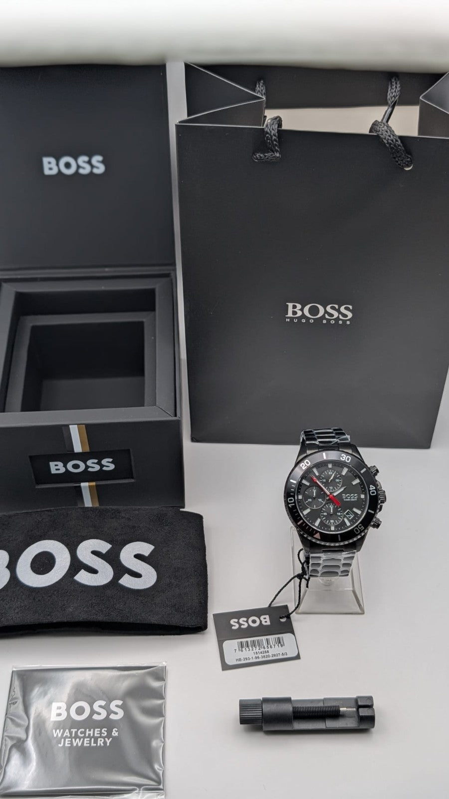 Hugo Boss Admiral 1514258  46mm Men’s Watch Black With Black Dial  Chronograph 