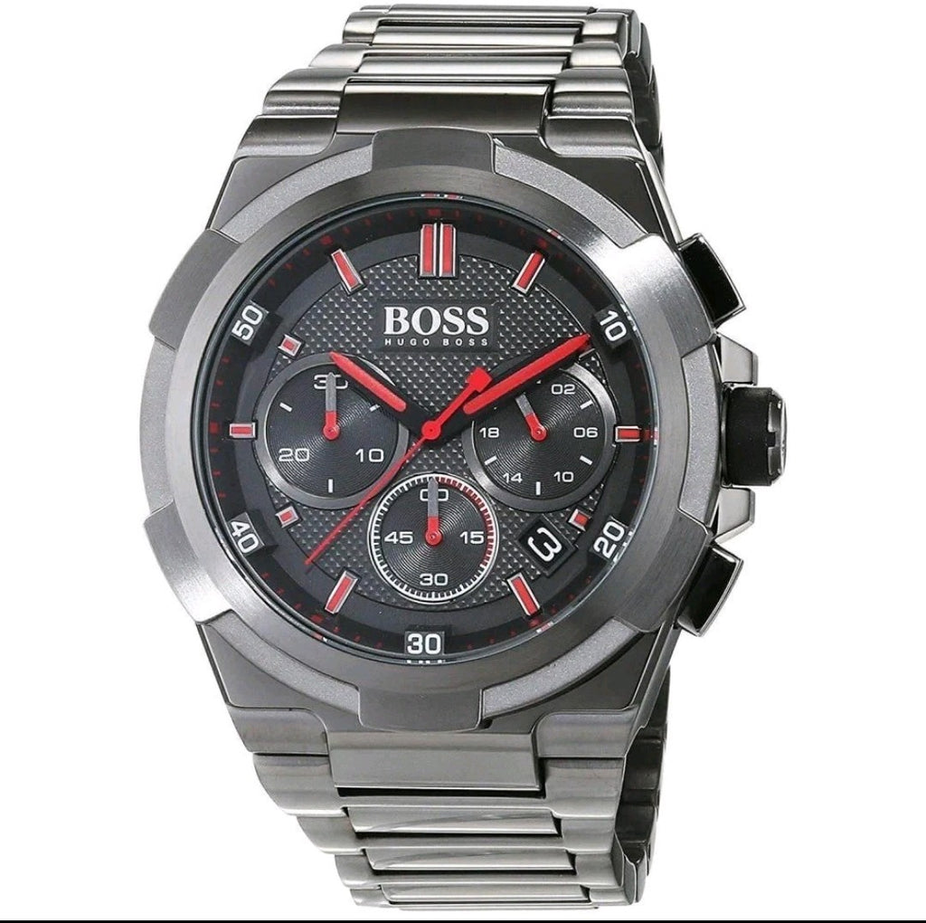 Hugo Boss HB1513361 Men's Supernova Gun Metal Grey Chronograph Watch + Gift Bag